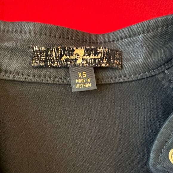 7 For All Mankind XS Coated Black Moto Jacket - Picture 4 of 5